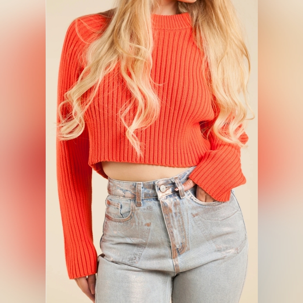Galita Ribbed Sweater color Oroange one size